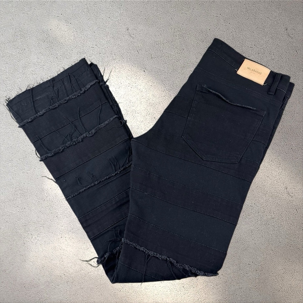 Valabasas Stacked Flare Jeans Size 38‎ Black Distressed Streetwear